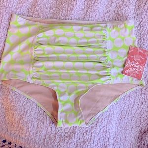 Kortni Jeane Lime Dots Ruched 2.0 Swim Bottoms XL